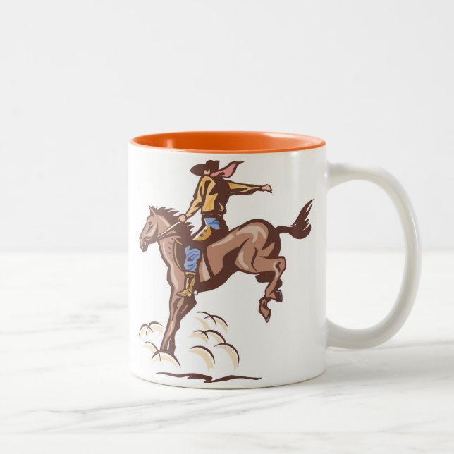 Bucklige Bronco Cowboy-Tasse Zweifarbige Tasse (Rechts)