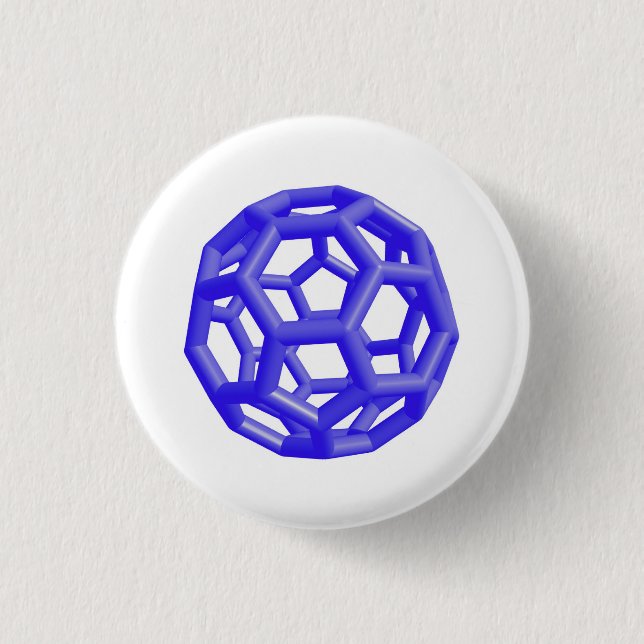 Buckminsterfullerene Molekül (blau) Button (Vorderseite)