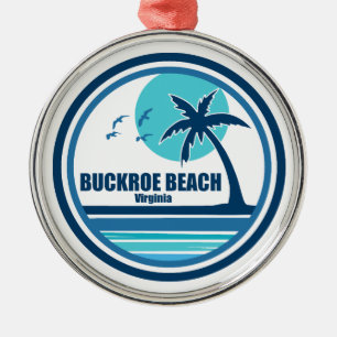 Buckroe Beach Virginia Palm Tree Birds Ornament Aus Metall