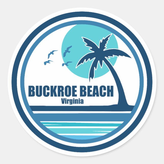 Buckroe Beach Virginia Palm Tree Birds Runder Aufkleber (Vorderseite)