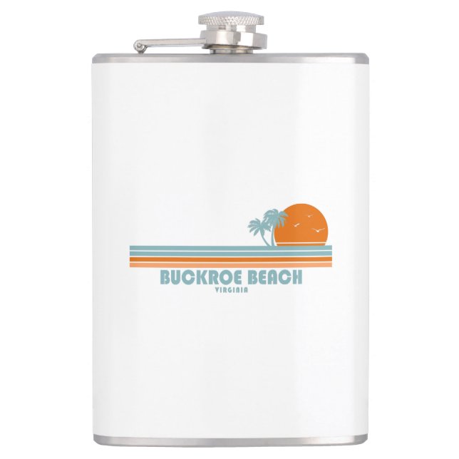 Buckroe Beach Virginia Sun Palm Trees Flachmann (Vorderseite)