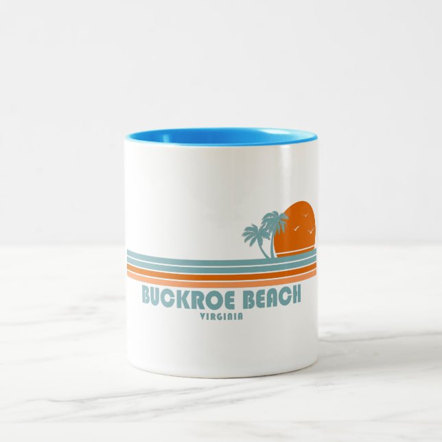 Buckroe Beach Virginia Sun Palm Trees Zweifarbige Tasse (Mittel)