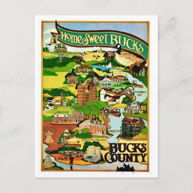 Bucks County PA Postkarte (Vorderseite)