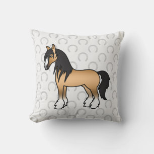 Buckskin-Cartoon-Gypsy-Vanner-Shire-Horse Kissen