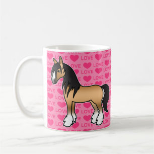 Buckskin Cartoon Gypsy Vanner Shire Liebe Tasse