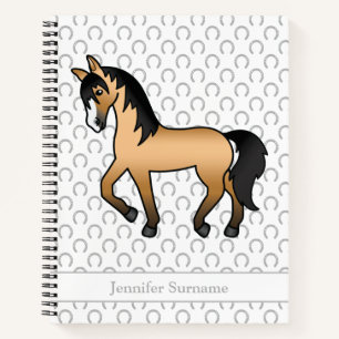 Buckskin Cartoon-Trabpferd & Benutzerdefinierter T Notizbuch
