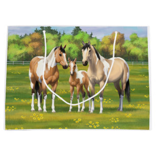 Buckskin Dun Pinto Paint Horses In Summer Pasta Große Geschenktüte