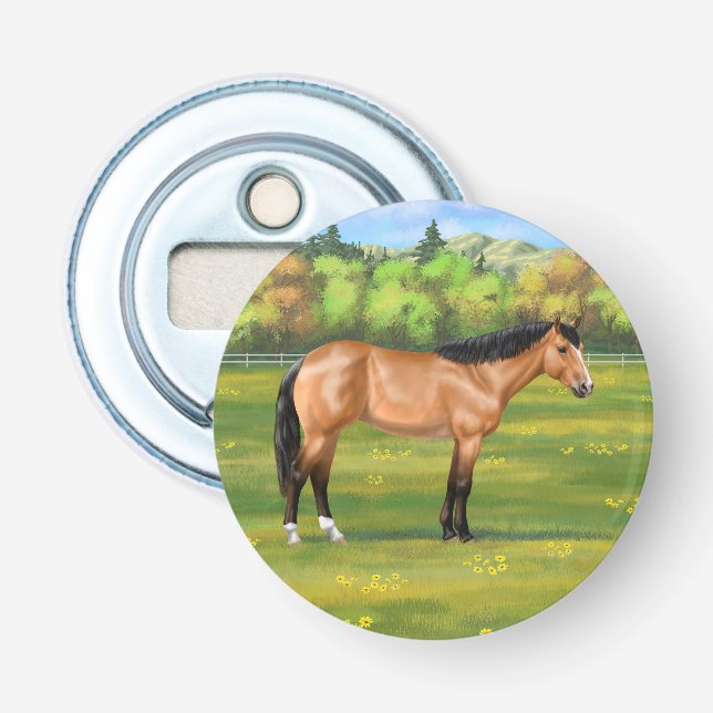 Buckskin Dun Quarter Horse Flaschenöffner (Vorderseite)