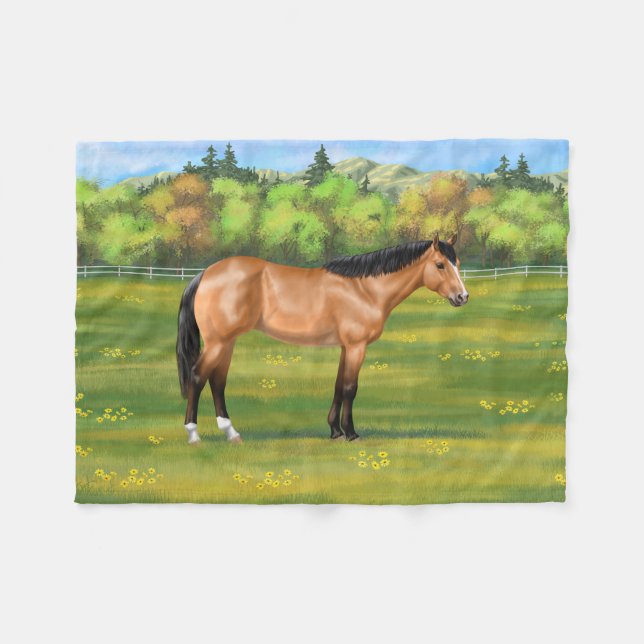 Buckskin Dun Quarter Horse Fleecedecke (Vorderseite (Horizontal))