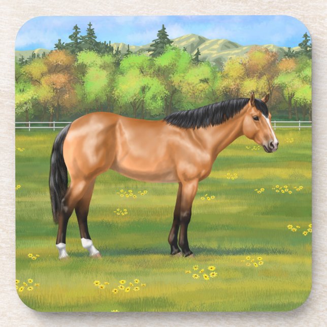 Buckskin Dun Quarter Horse Getränkeuntersetzer (Vorderseite)
