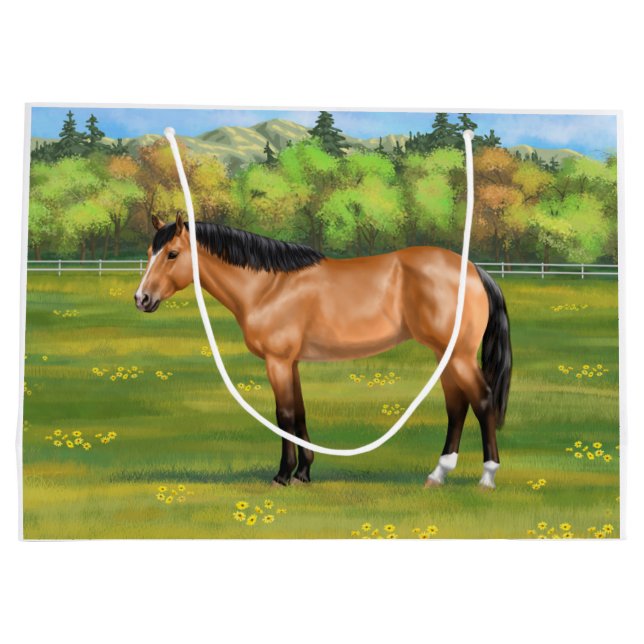 Buckskin Dun Quarter Horse Große Geschenktüte (Rückseite)