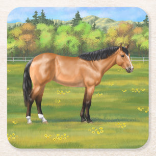 Buckskin Dun Quarter Horse Rechteckiger Pappuntersetzer