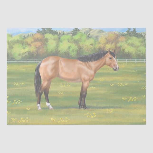 Buckskin Dun Quarter Horse Seidenpapier (Vorderseite)