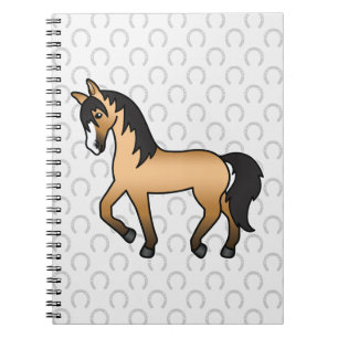 Buckskin-Farbpferd Cartoon-Illustration Notizblock