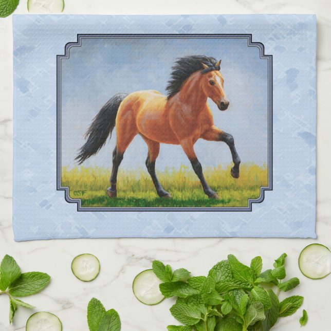 Buckskin Horning Light Blue Geschirrtuch (Gefaltet)