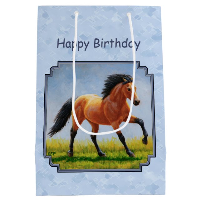 Buckskin Horning Light Blue Mittlere Geschenktüte (Rückseite)