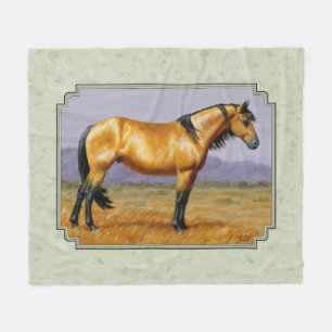 Buckskin Horse Mustang Stallion Sage Green Fleecedecke
