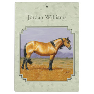 Buckskin Horse Mustang Stallion Sage Green Klemmbrett
