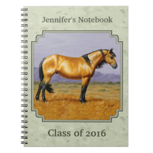 Buckskin Horse Mustang Stallion Sage Green Notizblock