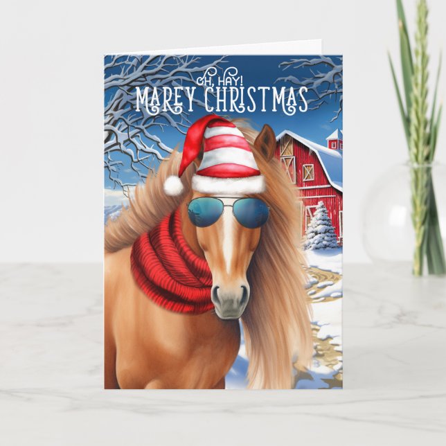 Buckskin Kastanienpferd Funny MAREy Weihnachten (Vorderseite)