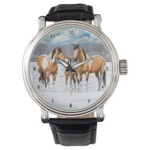 Buckskin Paint Horns in Snow Armbanduhr