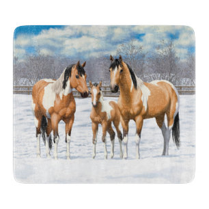 Buckskin Paint Horns in Snow Schneidebrett