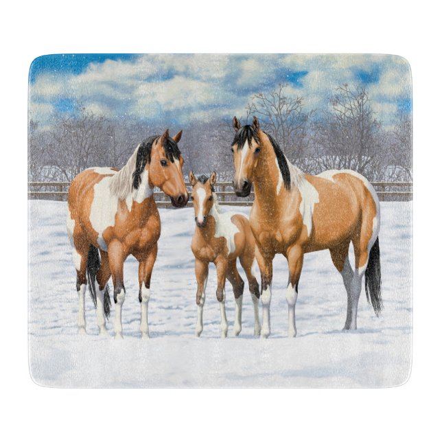 Buckskin Paint Horns in Snow Schneidebrett (Vorderseite)