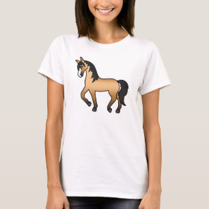 Buckskin-Pferd beim Trab Cartoon-Illustration T-Shirt