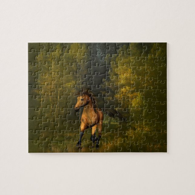Buckskin Pferd im Waldpuzzle Puzzle (Horizontal)