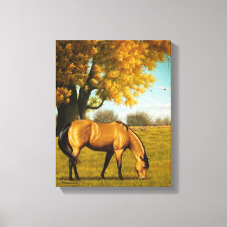 Buckskin Pferd mit Herbstfarben Leinwand