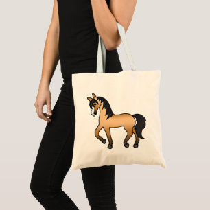 Buckskin-Pferd-Trab- Cartoon-Illustration Cute Tragetasche