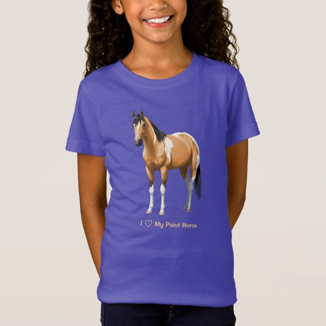 Buckskin Pinto Dun Paint Horse Staillion T-Shirt (Vorderseite)