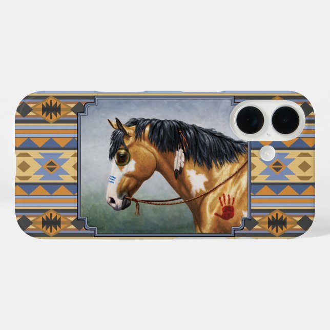 Buckskin Pinto Horse Südwestindisches Design Case-Mate iPhone Hülle (Rückseite (Horizontal))