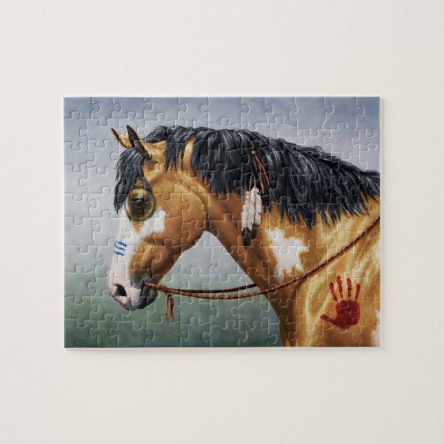 Buckskin Pinto Indianerpferd Puzzle (Horizontal)