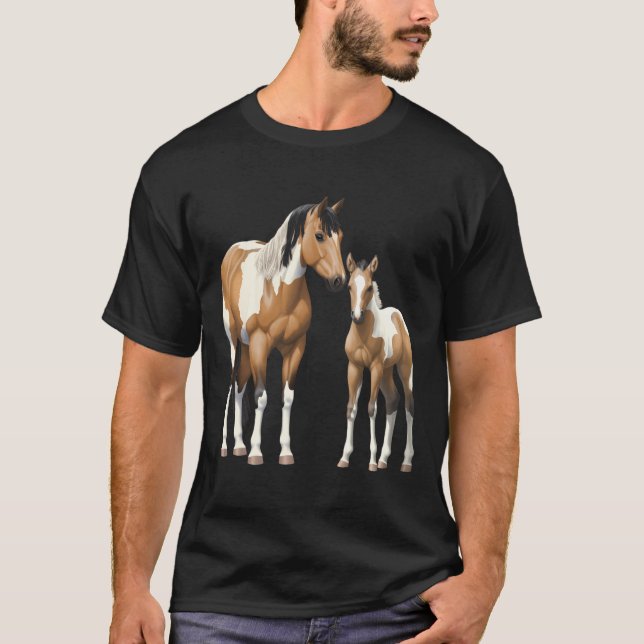 Buckskin Pinto Paint Quarter Horse Mare Foal Hoodi T-Shirt (Vorderseite)