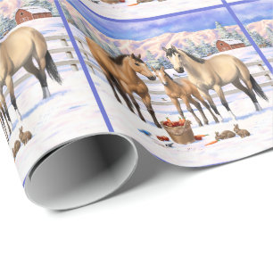 Buckskin Quarter Pferde im Schnee Geschenkpapier