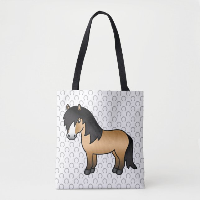 Buckskin Shetland Pony Niedlicher Cartoon Illustra (Vorderseite)