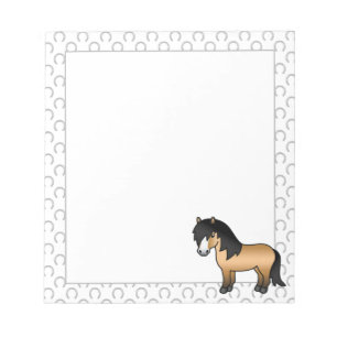 Buckskin Shetland Pony Niedlicher Cartoon Illustra Notizblock