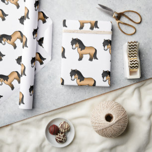 Buckskin-Shetlandpony Süßes Cartoon-Pony-Muster Geschenkpapier