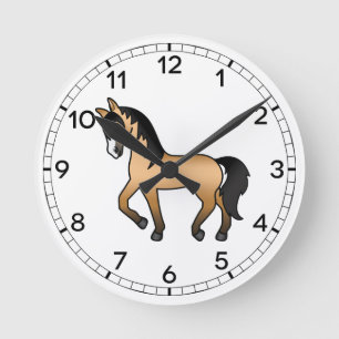Buckskin Süße Cartoon-Trab-Herd-Illustration Runde Wanduhr