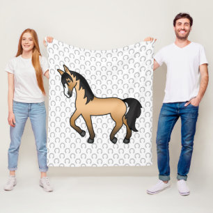 Buckskin Trotting Horse Niedlicher Cartoon Illustr Fleecedecke