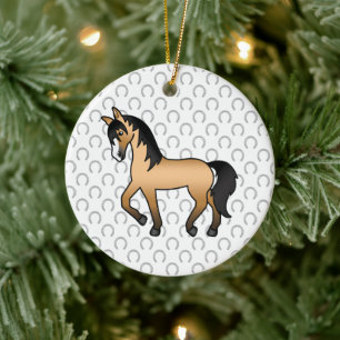 Buckskin Trotting Horse Niedlicher Cartoon Illustr Keramik Ornament
