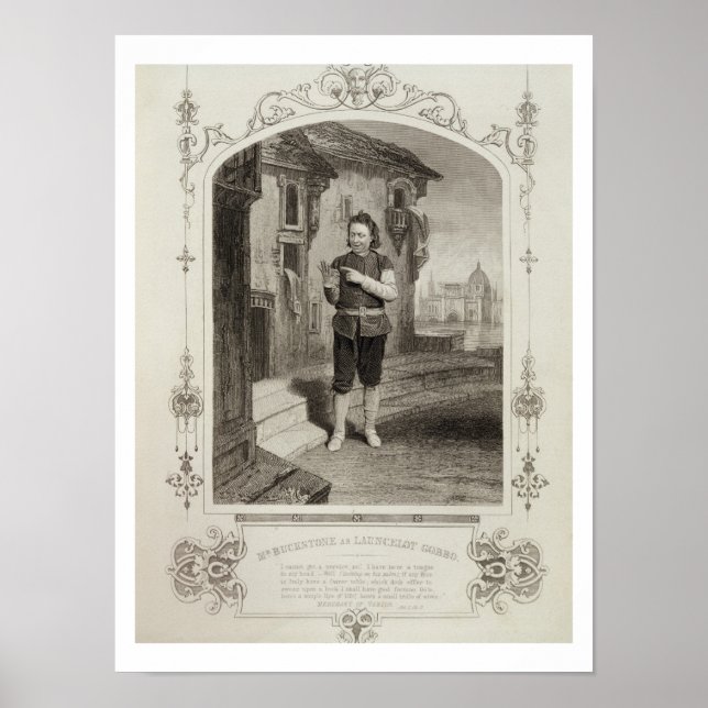 Buckstone as Lancelot Gobbo, Act II Scene 2, in Poster (Vorne)