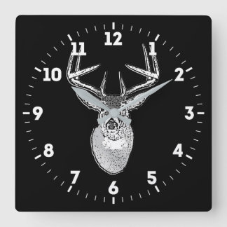 Bucktrophie auf Schwarz-weißem Schwanz Deer on a Quadratische Wanduhr
