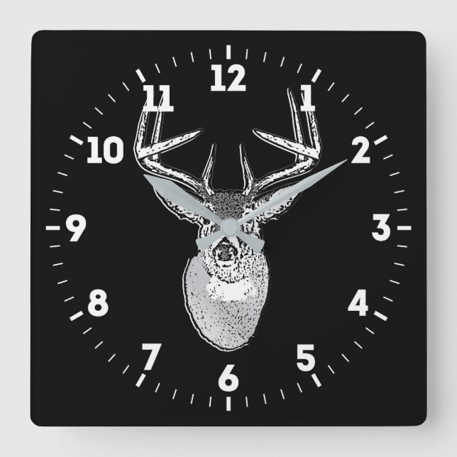 Bucktrophie auf Schwarz-weißem Schwanz Deer on a Quadratische Wanduhr (Vorderseite)
