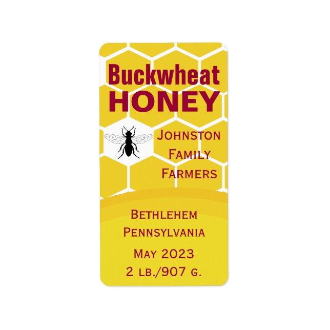 Buckweizen Honey Honeycomb Adressaufkleber (Vorne)