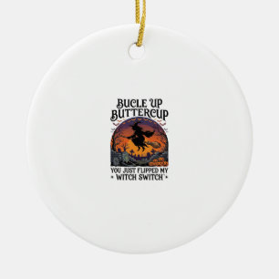 Bucle Up Buttercup Hexen-Schalter Halloween Besen  Keramik Ornament