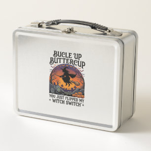 Bucle Up Buttercup Hexen Schalter Halloween Besen  Metall Brotdose