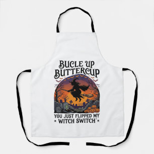 Bucle Up Buttercup Hexen Schalter Halloween Besen  Schürze