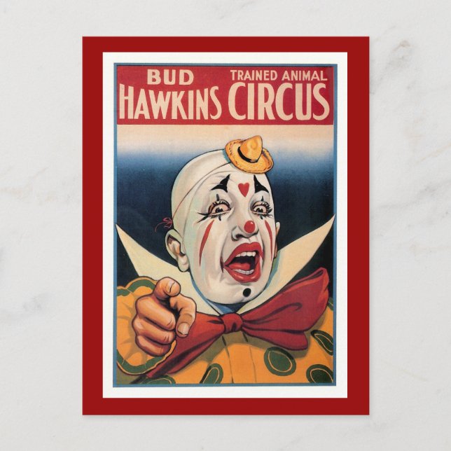 Bud Hawkins Vintag Circus Postkarte (Vorderseite)